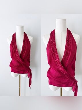 Bebe 100% silk plunge neckline top